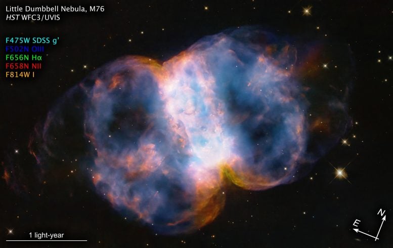 Little Dumbbell Nebula (M76) Annotated