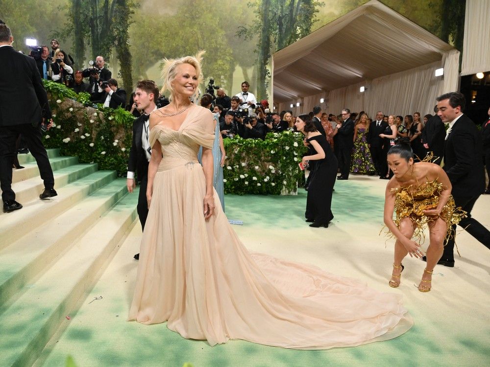 Canadian-US actress Pamela Anderson arrives for the 2024 Met Gala at the Metropolitan Museum of Art on May 6, 2024, in New York. The Gala raises money for the Metropolitan Museum of Art's Costume Institute. 
